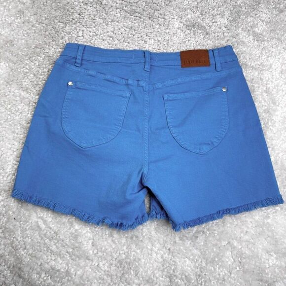Judy Blue Garment Dyed Sky Blue Fray Denim Shorts Shield Pockets - Picture 3 of 11